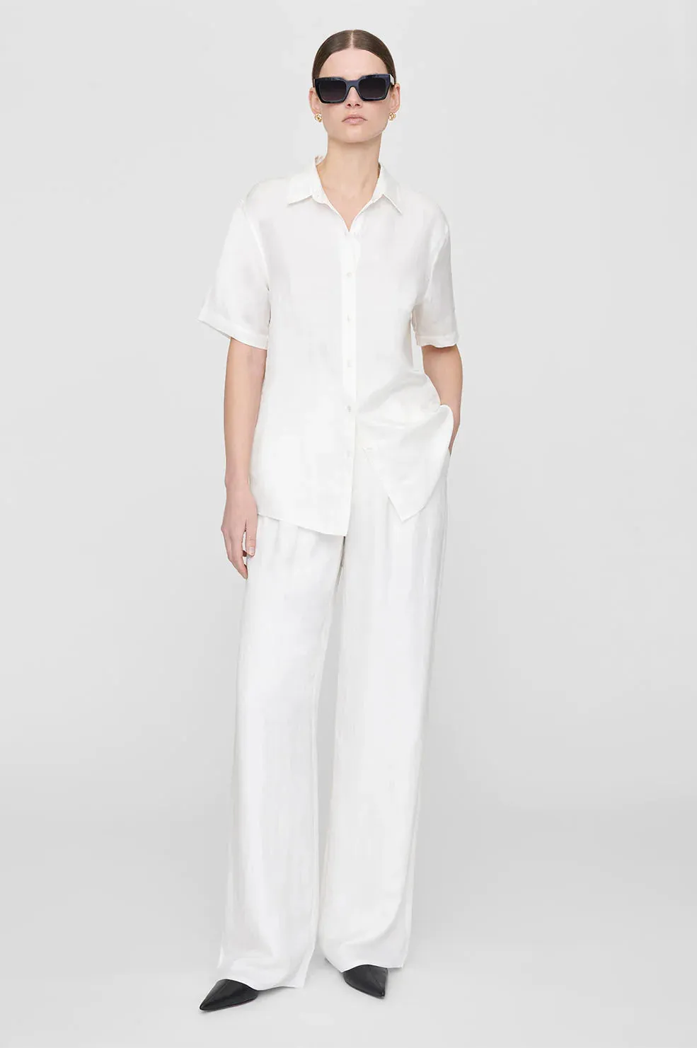 AB Carrie Pant - White Linen Blend