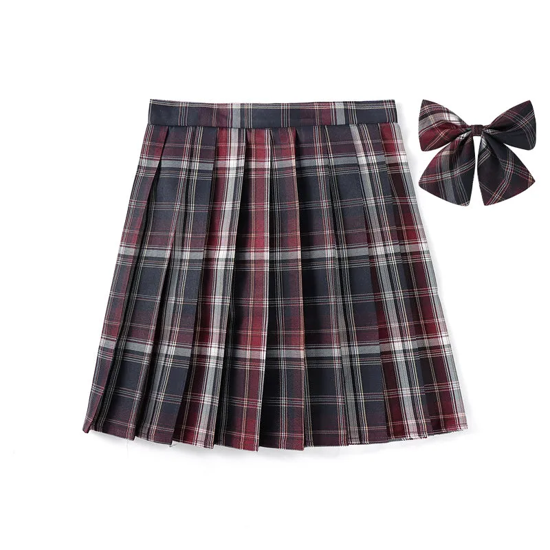 [Academic Red] JK vintage plaid uniform skirt