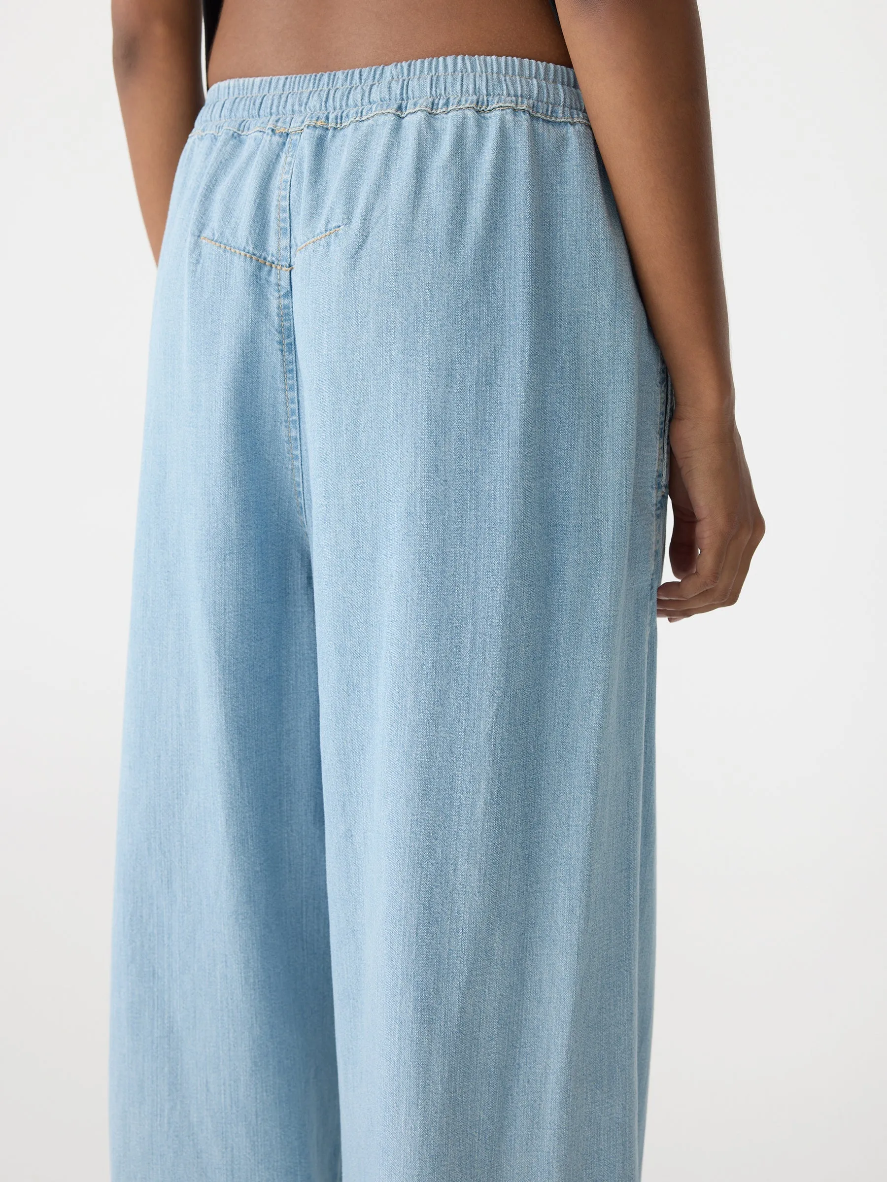Bassike Organic Denim Wide Leg Pant in Light Vintage Blue