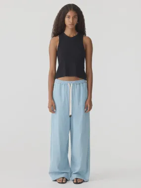 Bassike Organic Denim Wide Leg Pant in Light Vintage Blue