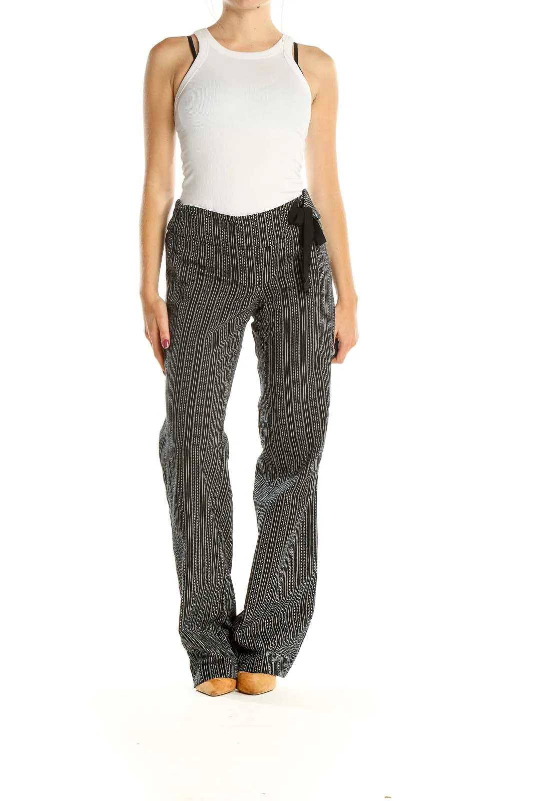 Black Striped Wide Leg Pants