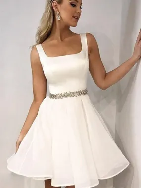 Bridelily A-Line Sleeveless Straps Chiffon With Beading Short/Mini Dresses