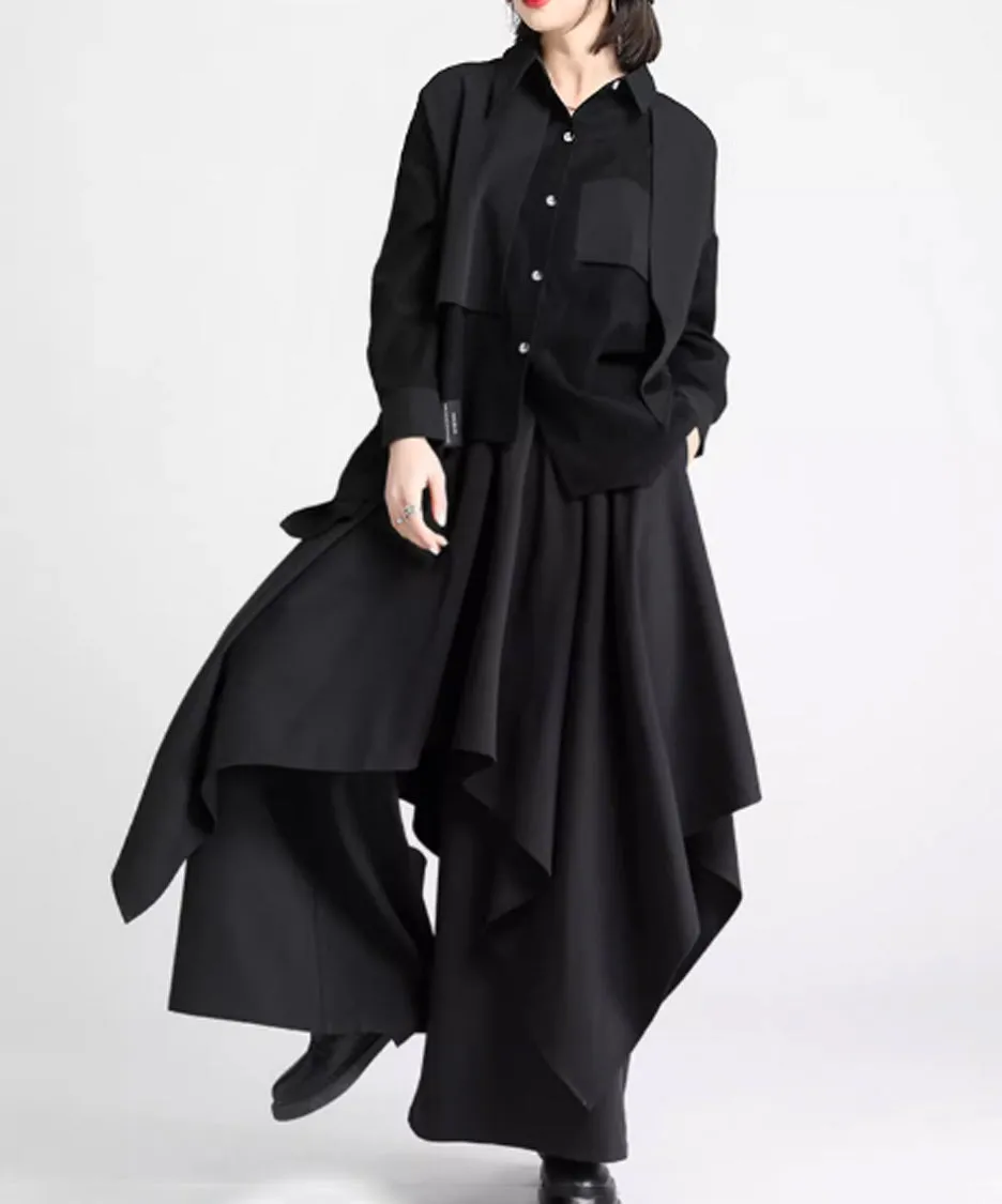 Draped Wide Leg Pants