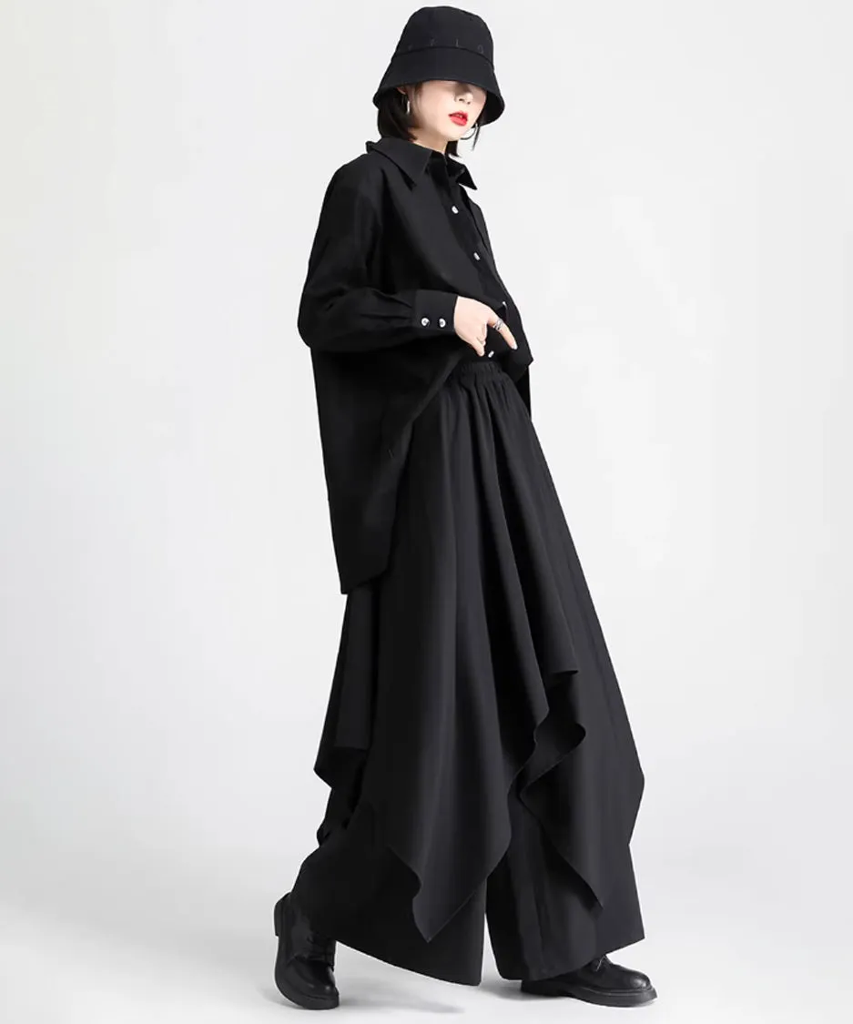 Draped Wide Leg Pants
