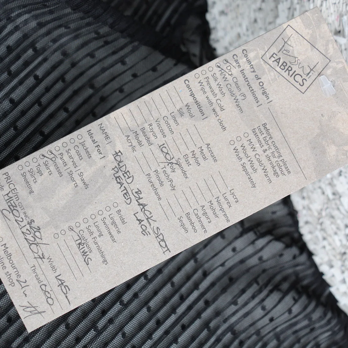Folded Black Spot Pleated Tulle