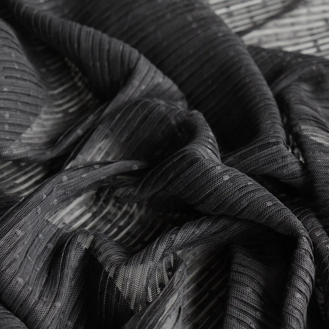 Folded Black Spot Pleated Tulle