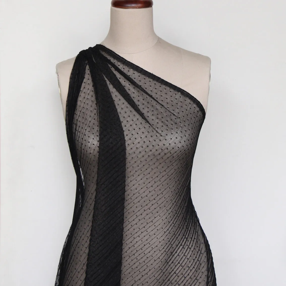 Folded Black Spot Pleated Tulle