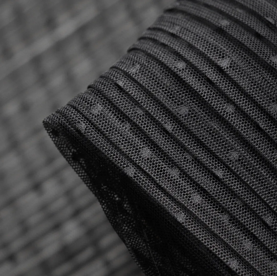 Folded Black Spot Pleated Tulle