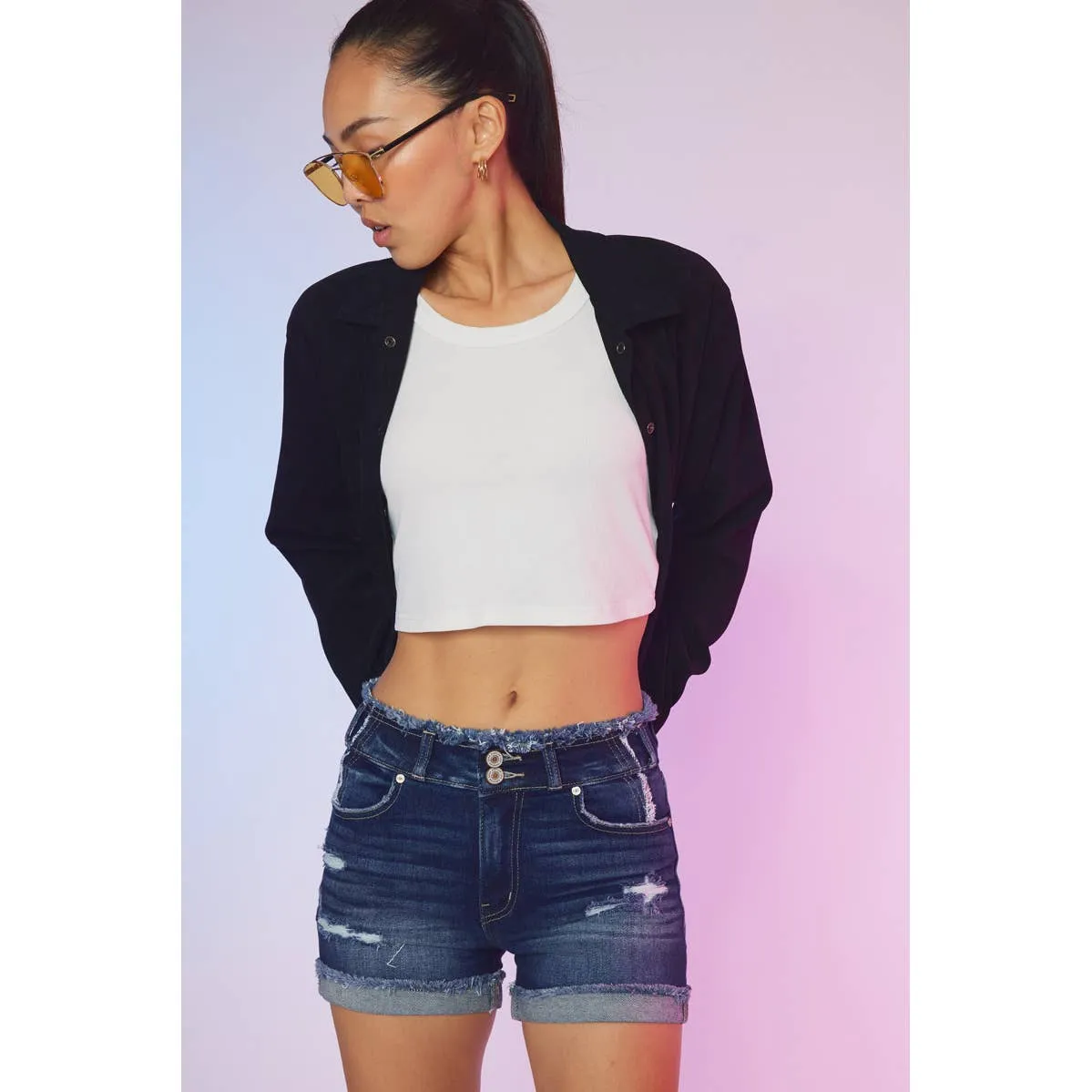 KanCan Double Button Shorts