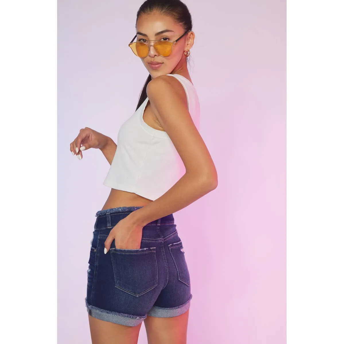 KanCan Double Button Shorts