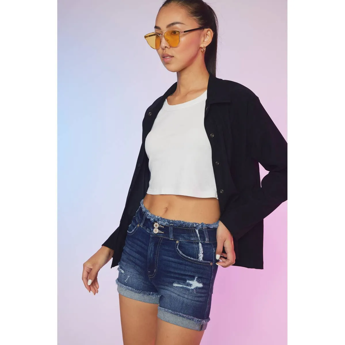 KanCan Double Button Shorts