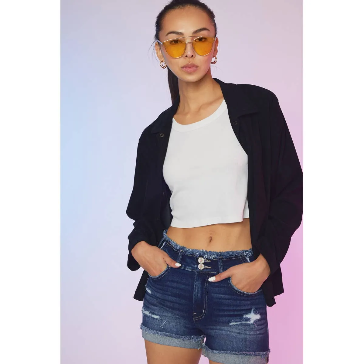 KanCan Double Button Shorts