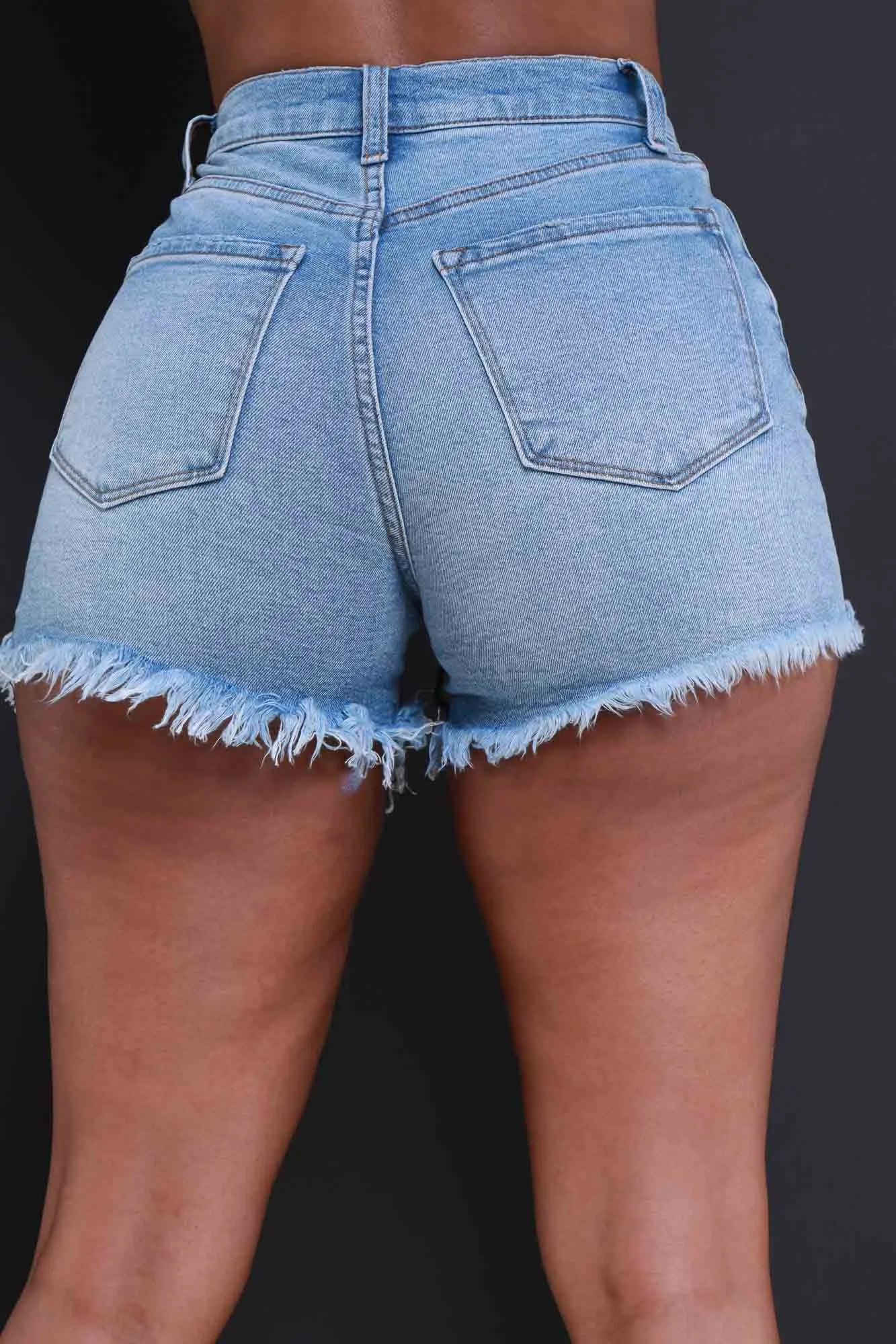 Lazy Day High Rise Distressed Denim Shorts - Light Wash