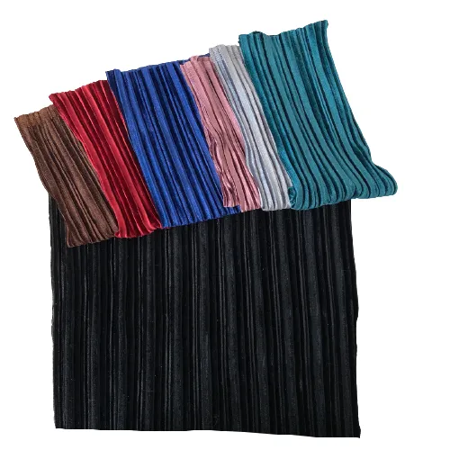 Mauve Pink Pleated Stretch Velvet Fabric