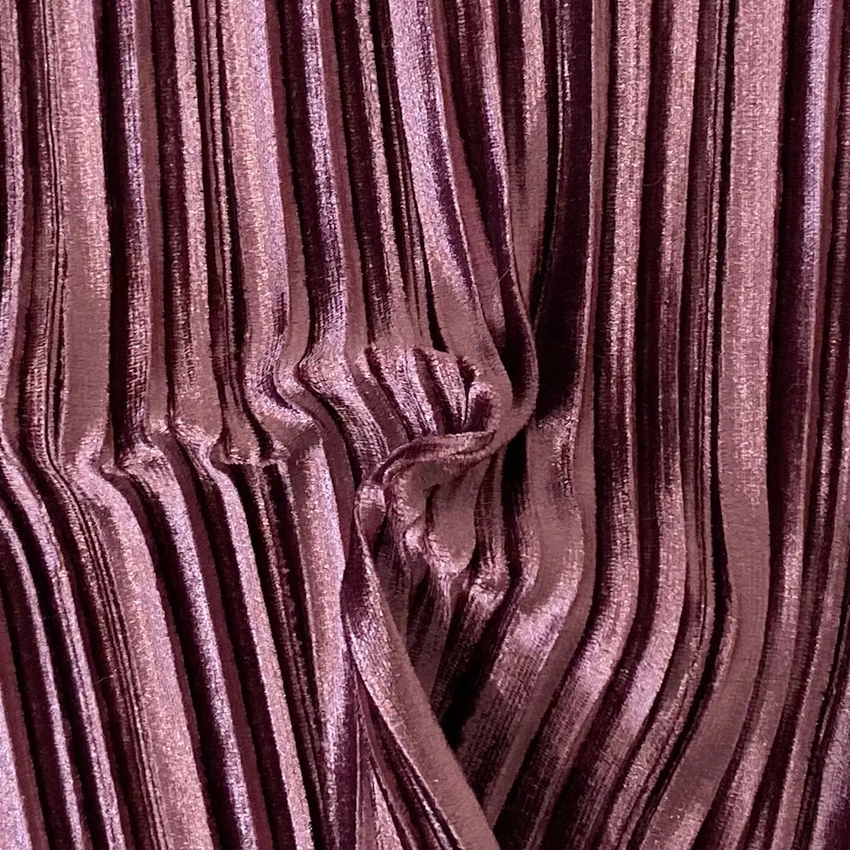 Mauve Pink Pleated Stretch Velvet Fabric