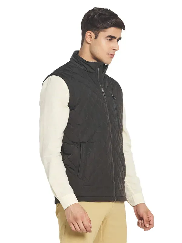 Mettle Men Olive Green Solid Quilted Jacket