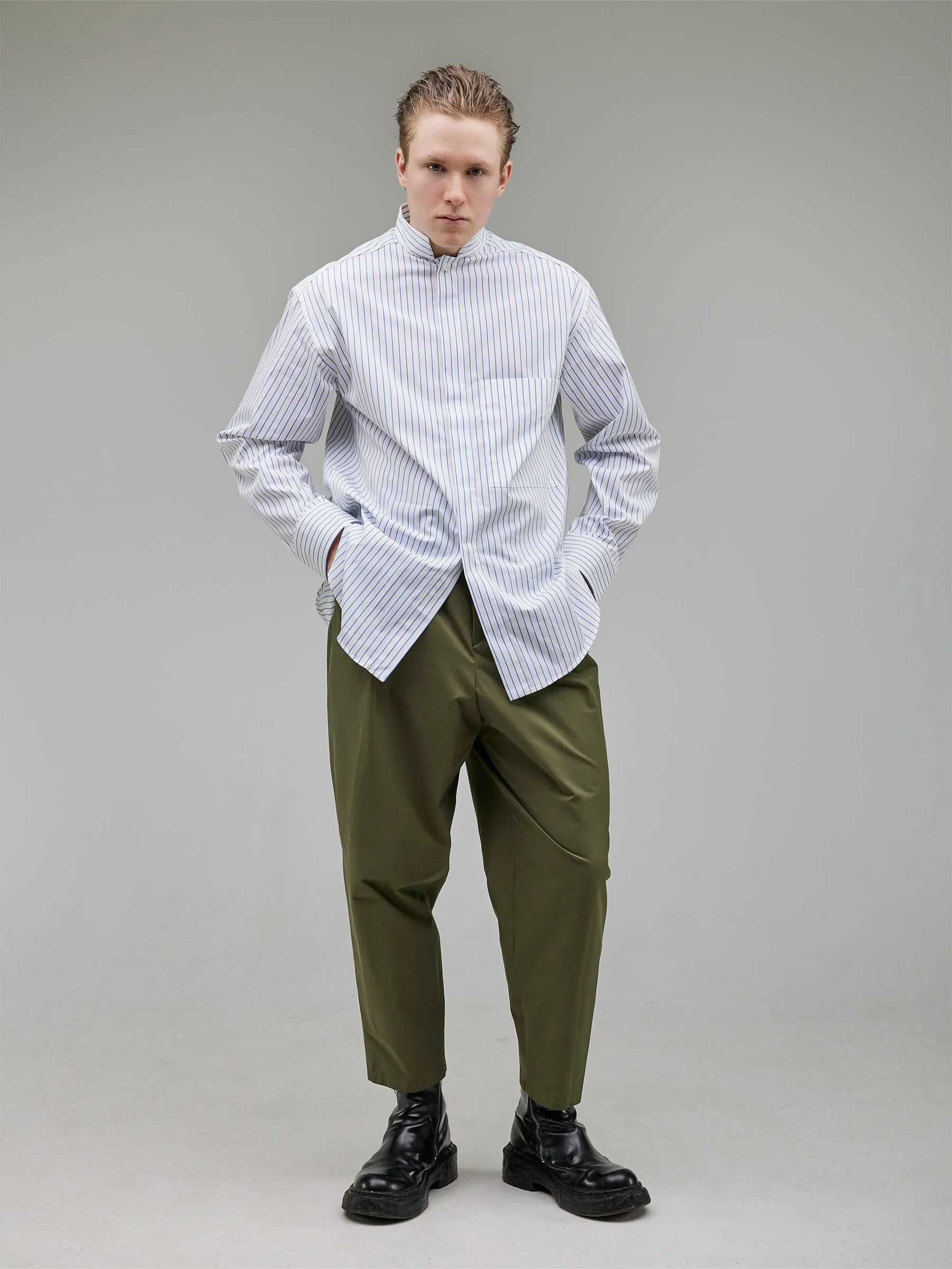 Oversized Mandarin Collar Shirt