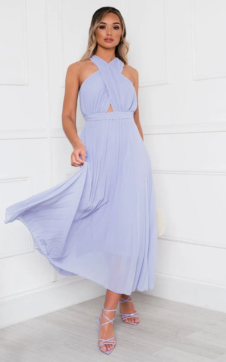 Pleated Crossover Maxi Dress