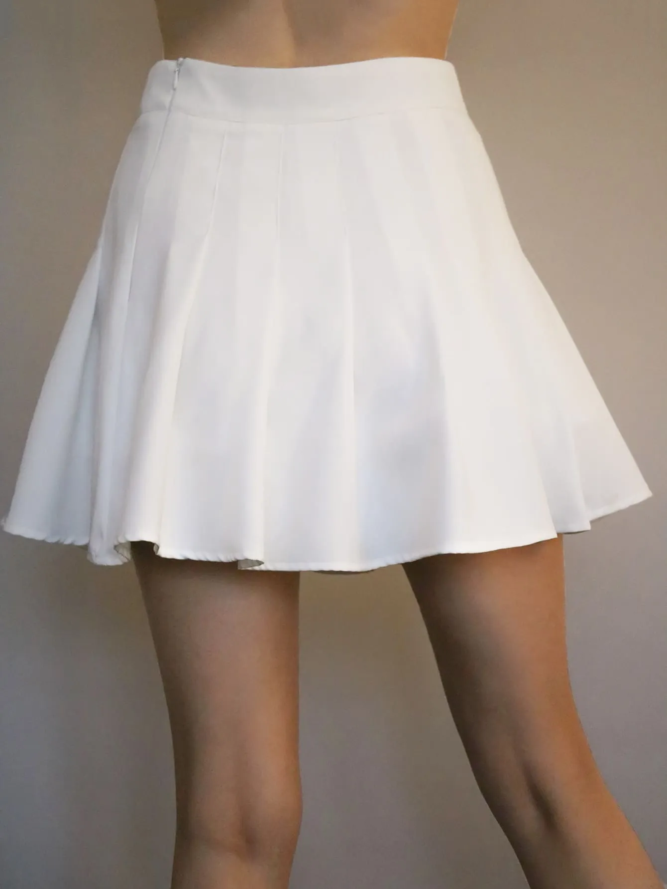 Preppy Plain Zipper Natural Mini Women Skirt
