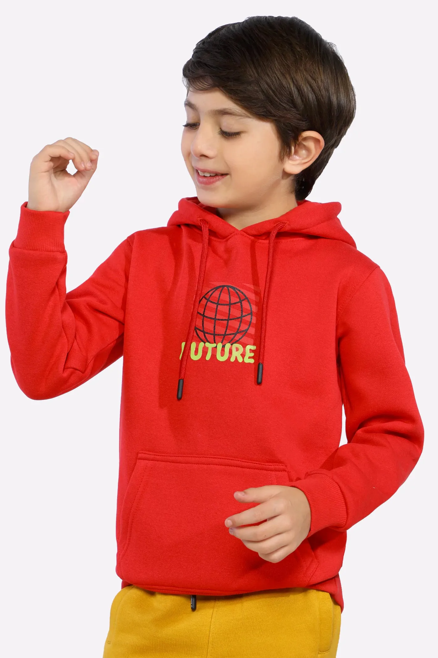 Red Printed Boys Hoodies