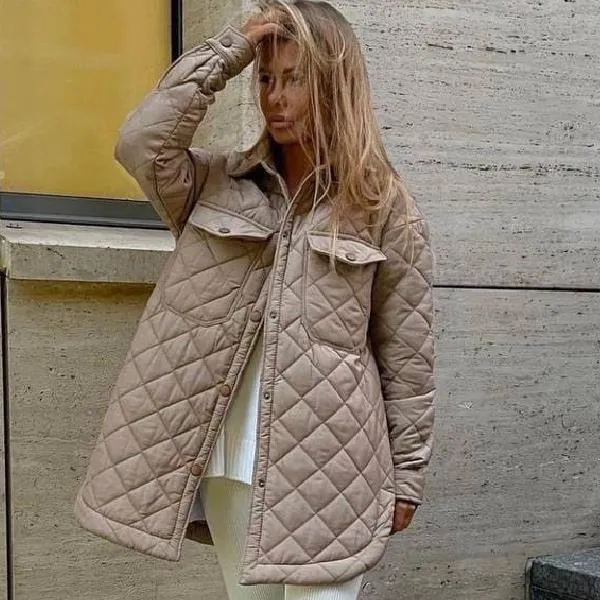 Winter Cotton Longline Tie-Belt Coat Quilted Jacket